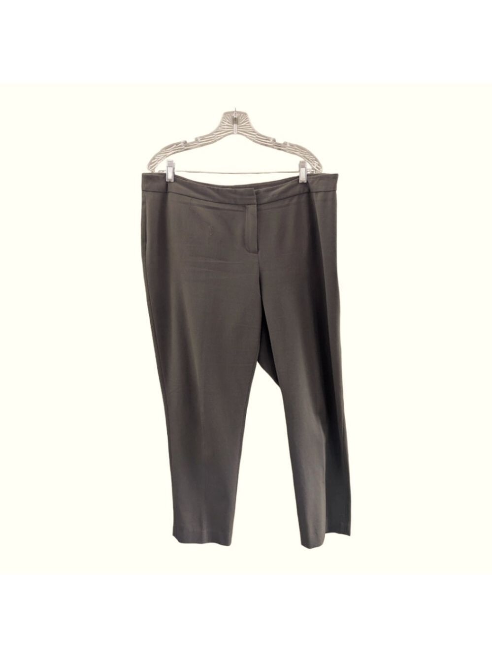 Ellen Tracy Olive Flat Front Trouser Pants,size 14 Career Stretch